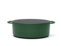 Enameled cast-iron Dutch oven in broccoli green - side view no lid