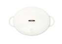 Enameled cast-iron Dutch oven in salt white - top down view with lid